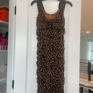 Sexy ruched, leopard print dress